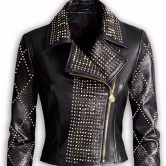 Versace Jackets & Blazers - NWT VERSACE STUDDED NAPPA LEATHER MOTO JACKET